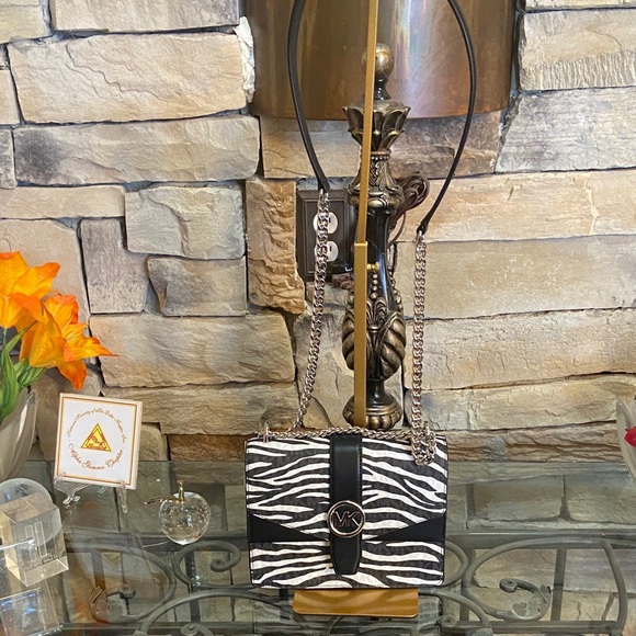 Michael Kors Zebra Print Crossbody Bag - Black and White - Picture 1 of 10
